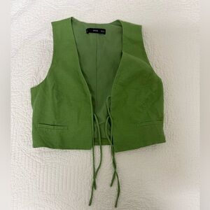 Mango MNG Light Linen Green Sleeveless Top XS